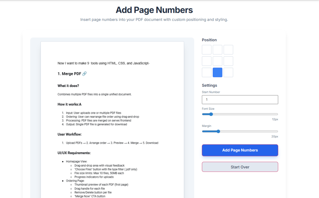 Editing and downloading content with managed page numbers using Toolota's editor.