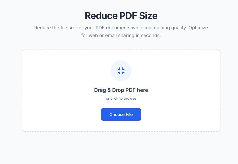 Toolota's interface to reduce PDF size free and fast online