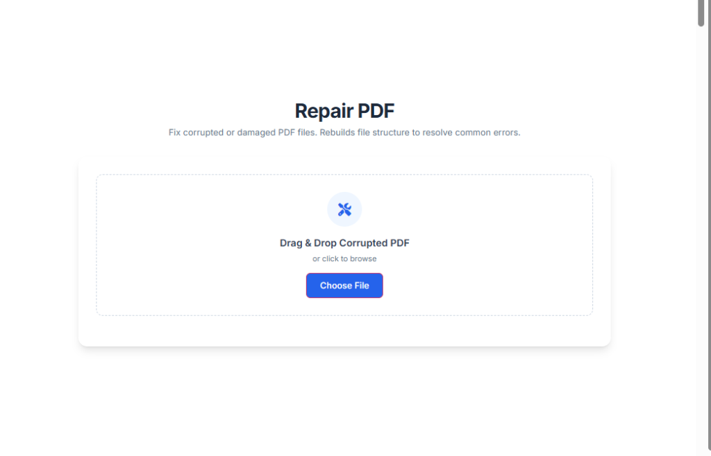 Repair PDF from corrupted to fixed with Toolota's free online tool.