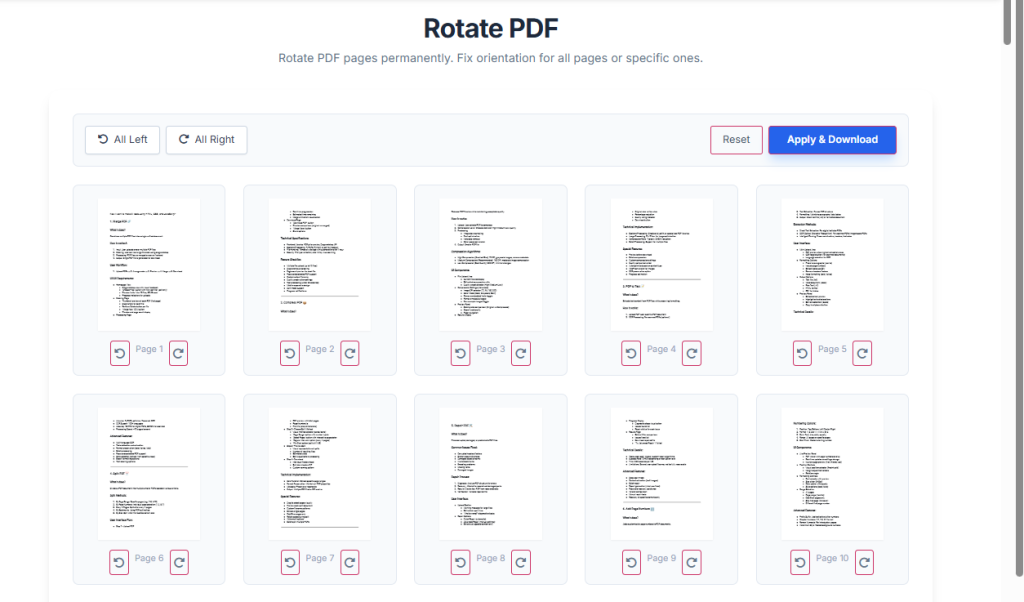 Easy interface to rotate PDF online free with Toolota.