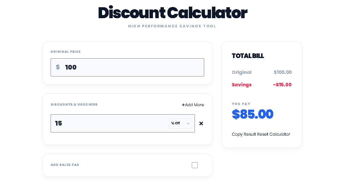 Adding multiple sequential discounts in the advanced Discount Calculator.