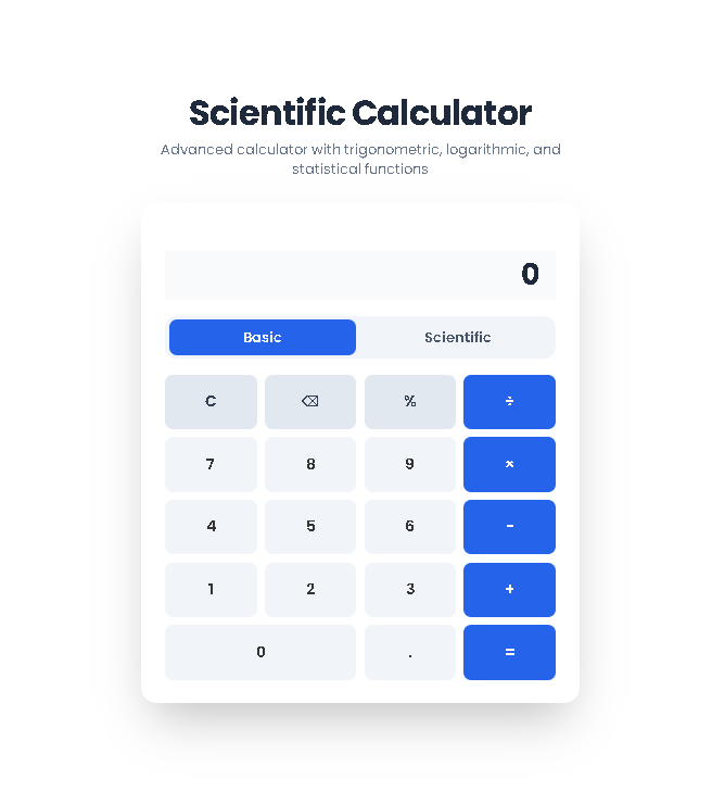 Toolota's scientific calculator interface showing dual modes and advanced mathematical functions