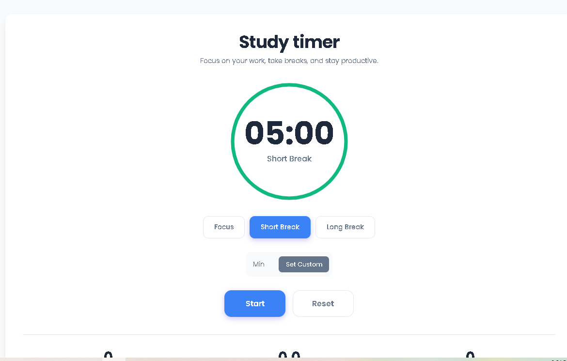 Visual progress tracking in the Study Timer showing time remaining through shrinking circular ring