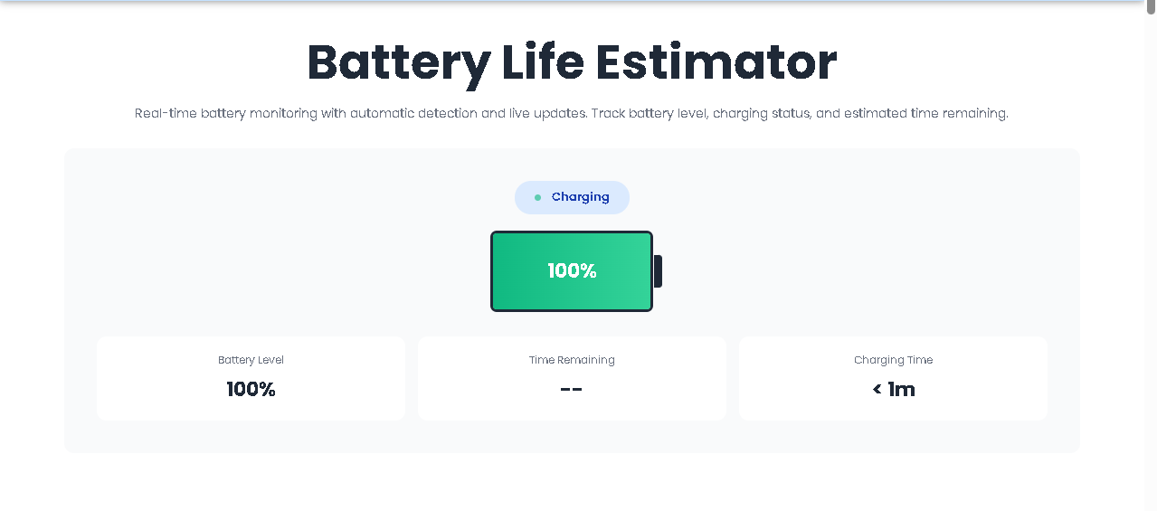Battery Life Estimator showing 78% charge with green pulse indicator.
