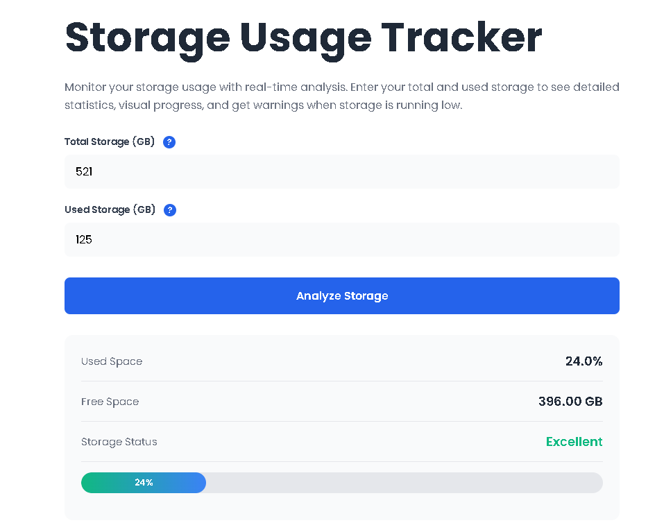 Avoid storage warnings by using the Toolota Storage Usage Tracker for proactive management.