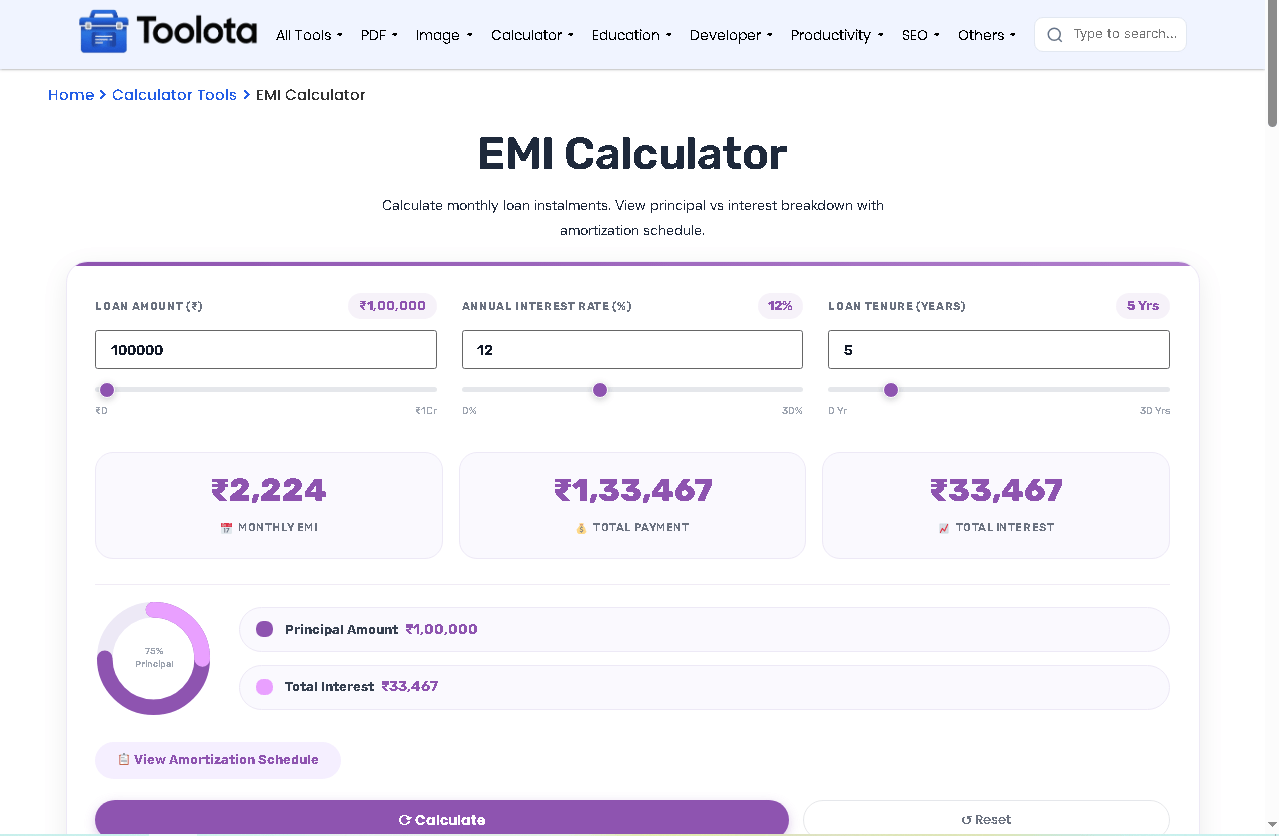Best EMI Calculator Online Free