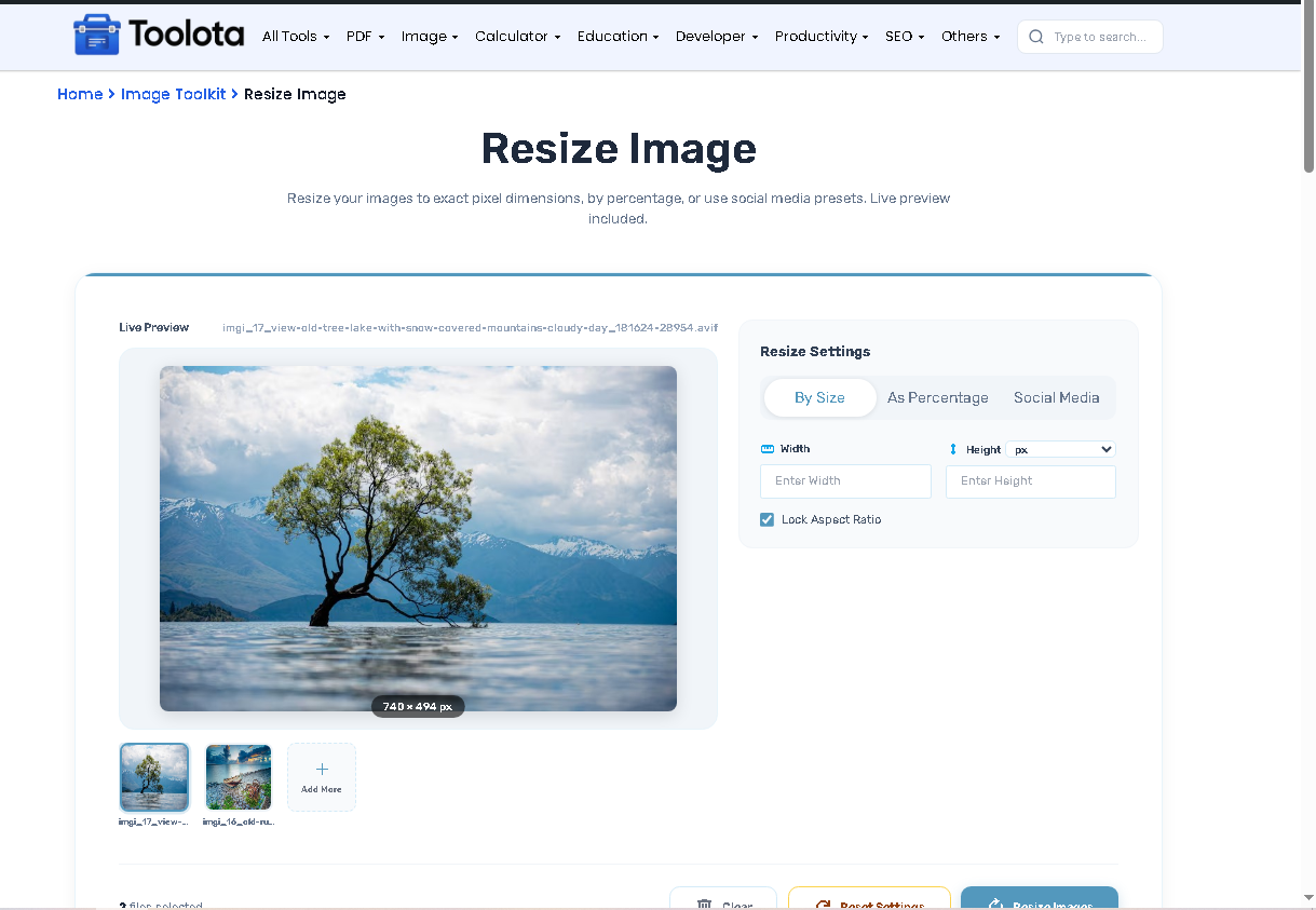 Resize Image Online tool