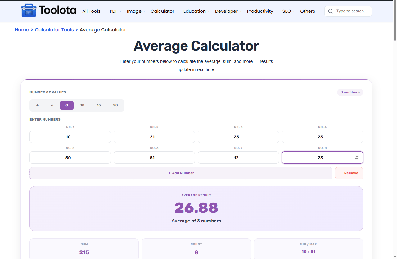 Average Calculator Online