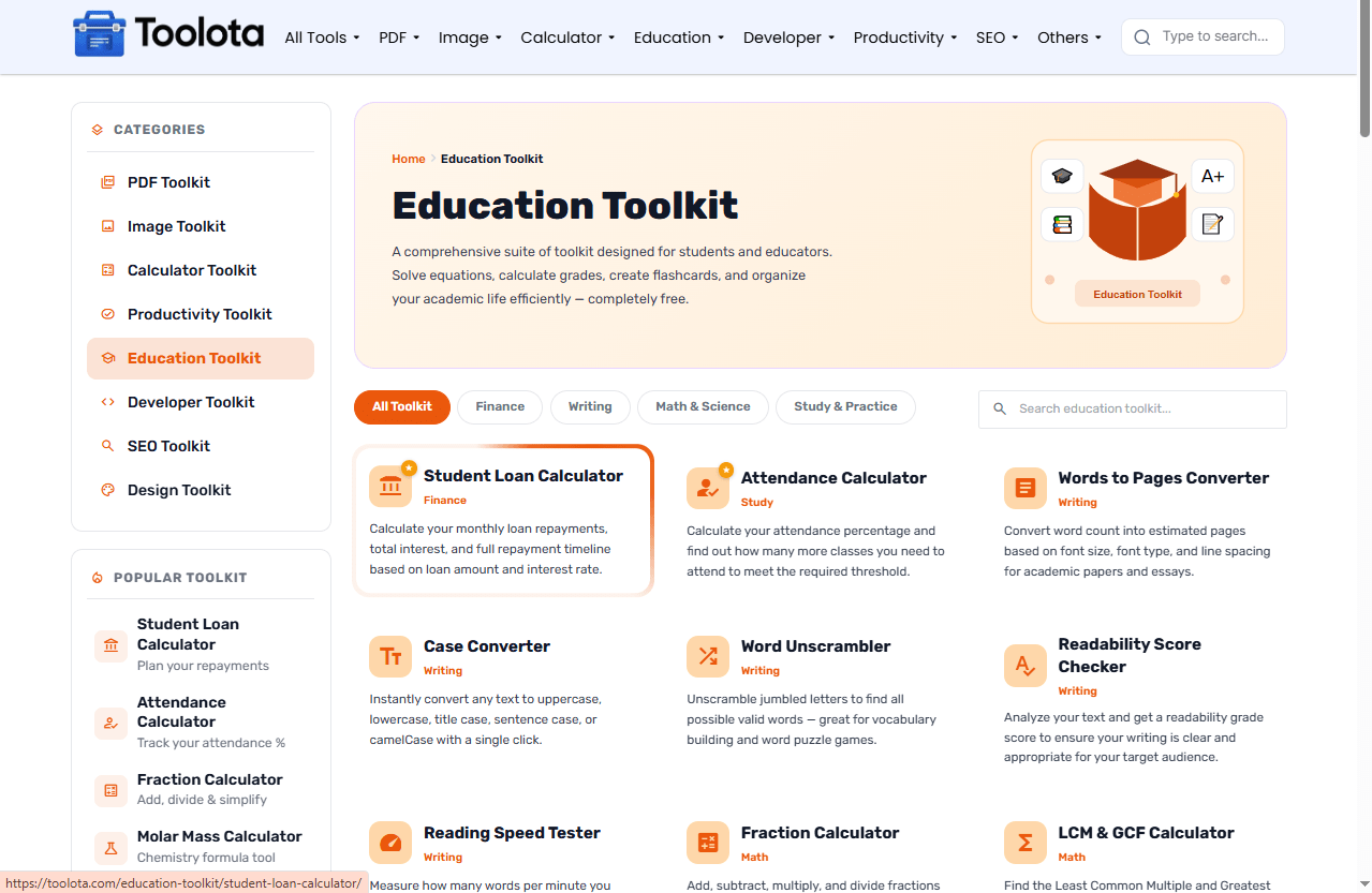 Education toolkit  Toolota