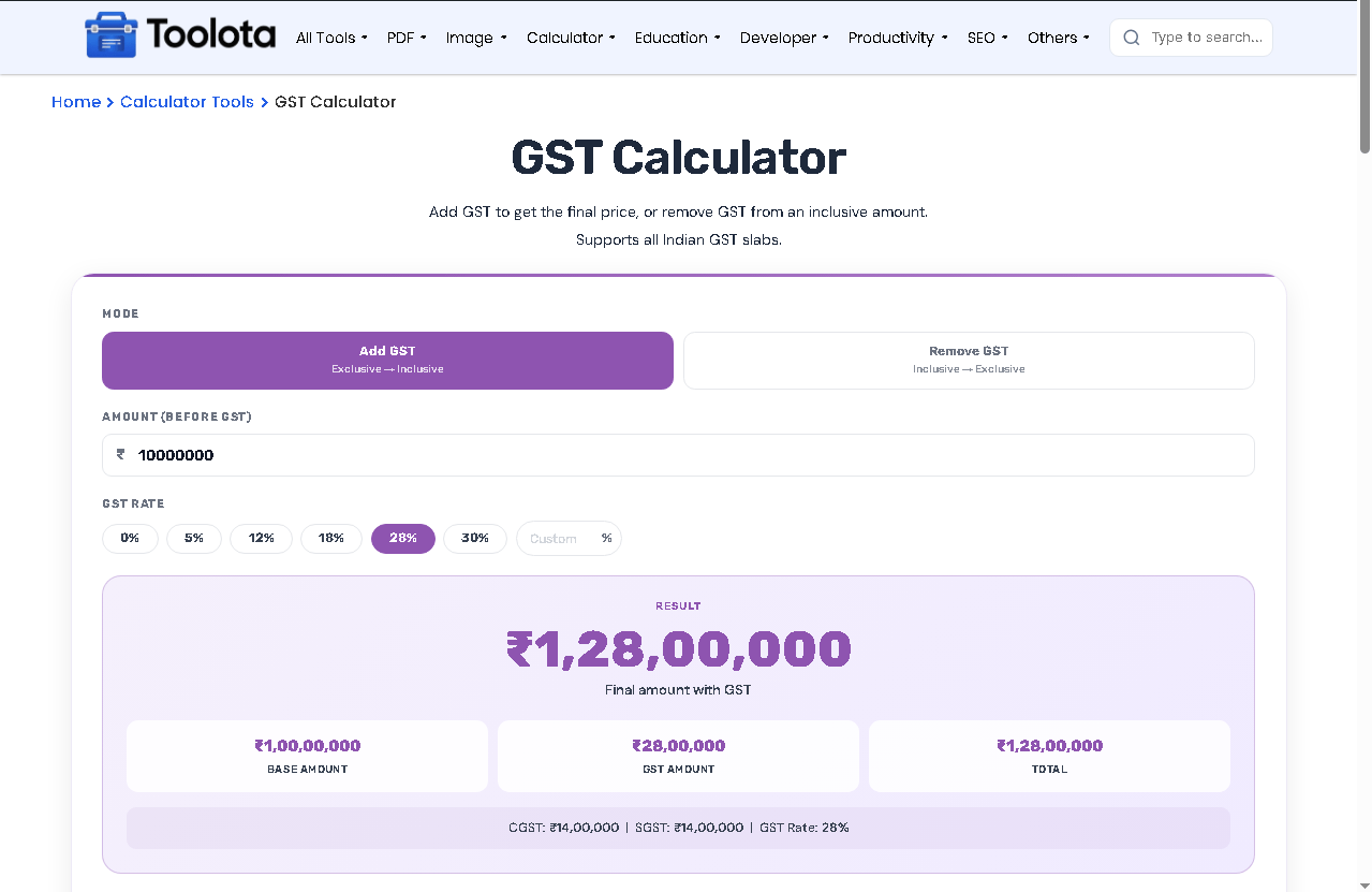 GST Calculator Online