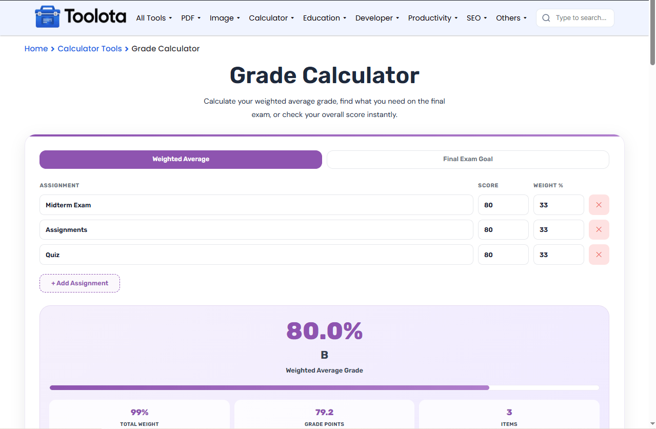 Grade Calculator Online