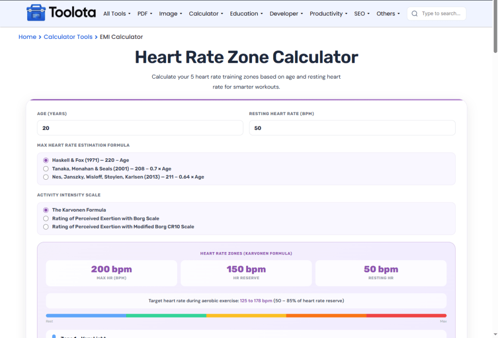 Heart Rate Zone Calculator | Calculate Max Heart Rate by Age