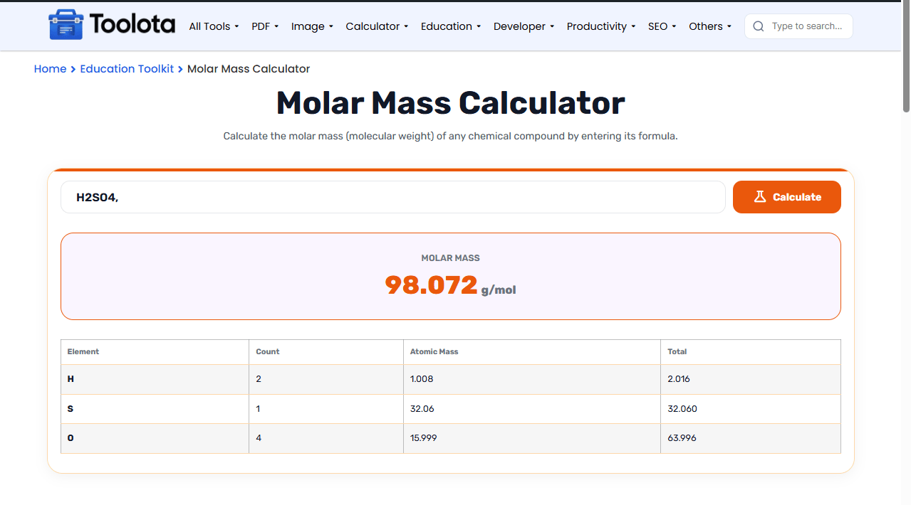Molar Mass Calculator