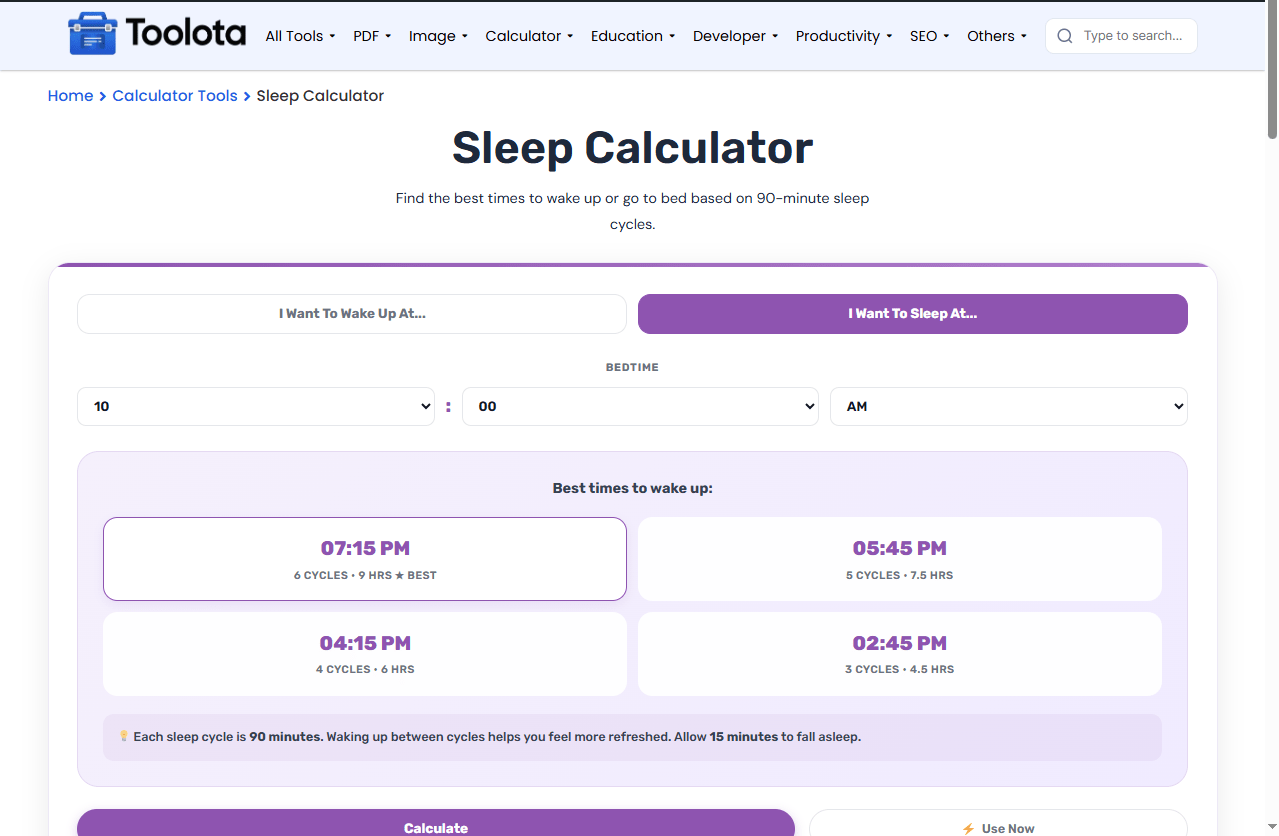 Sleep Calculator Online