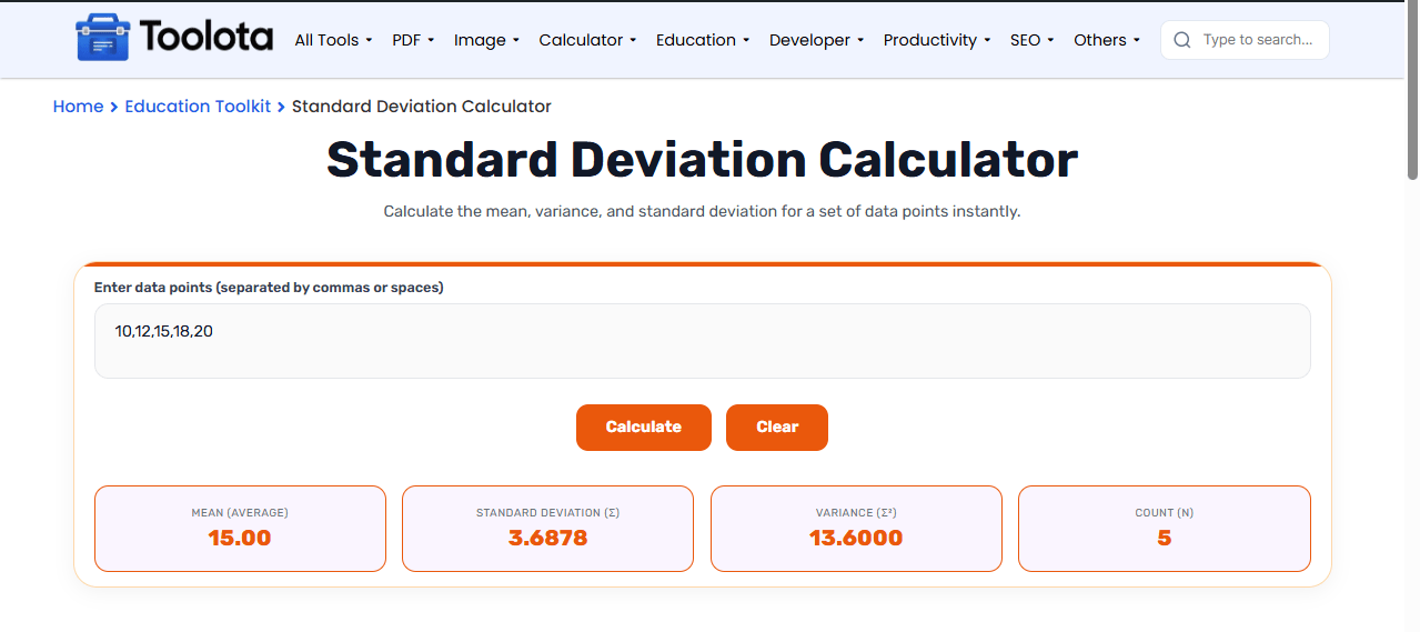 Standard Deviation Calculator