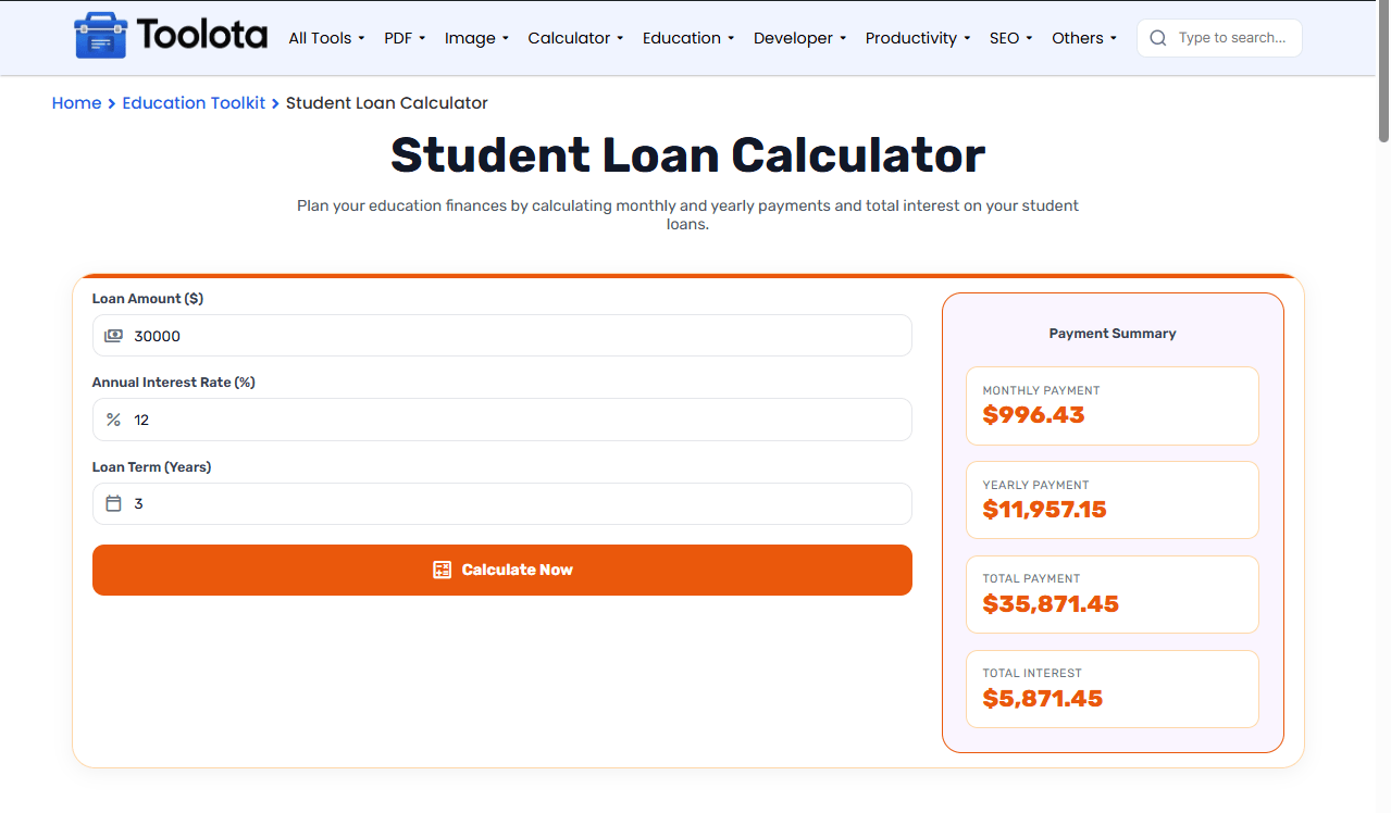 Student Loan Calculator