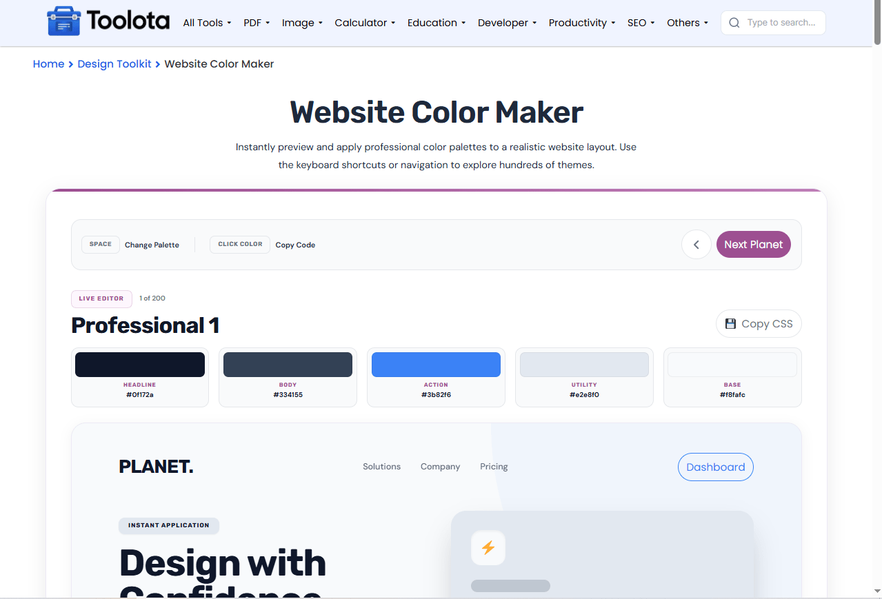 Website Color Palette Toolota