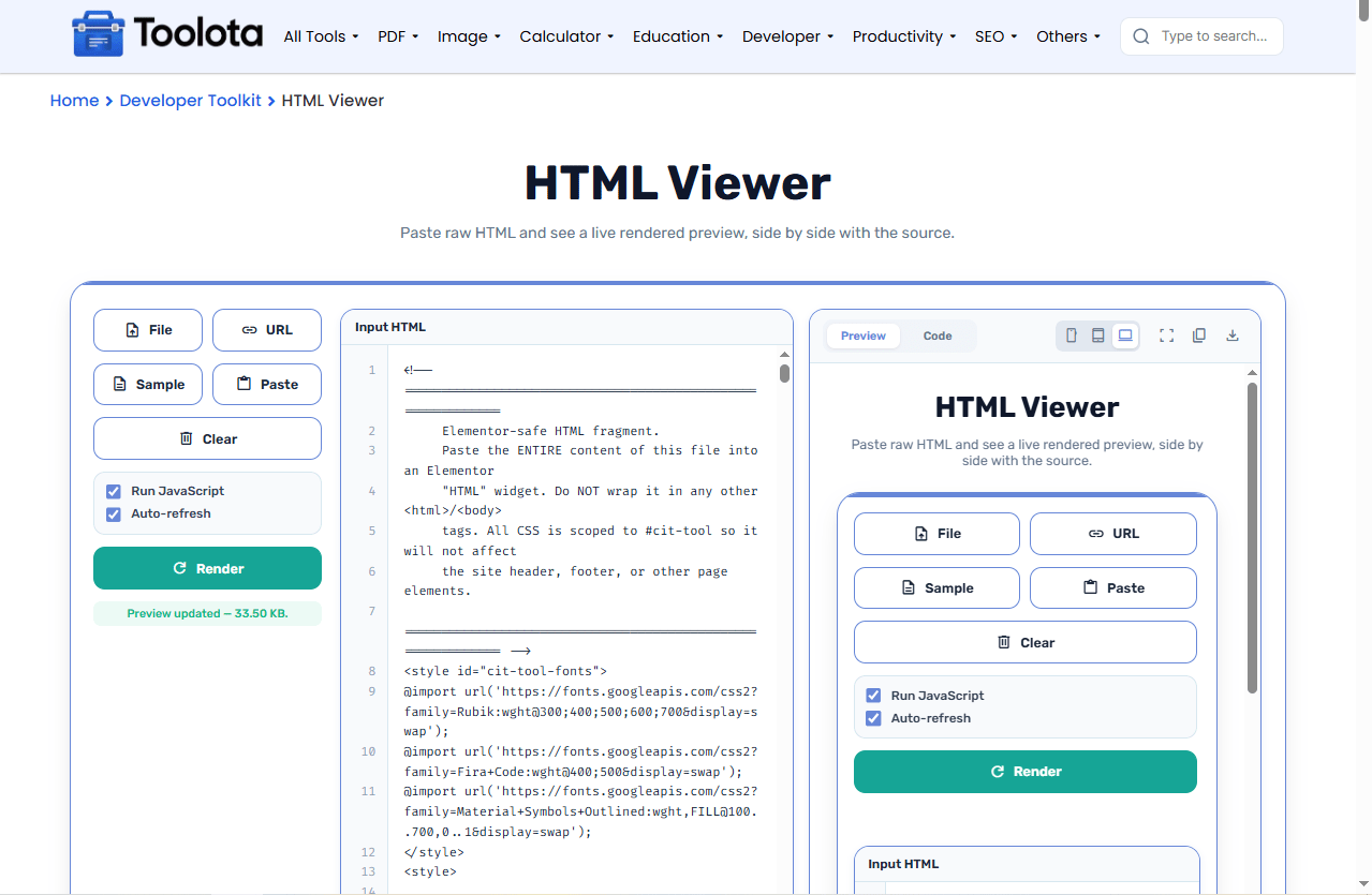 HTML Viewer Online Free Toolota