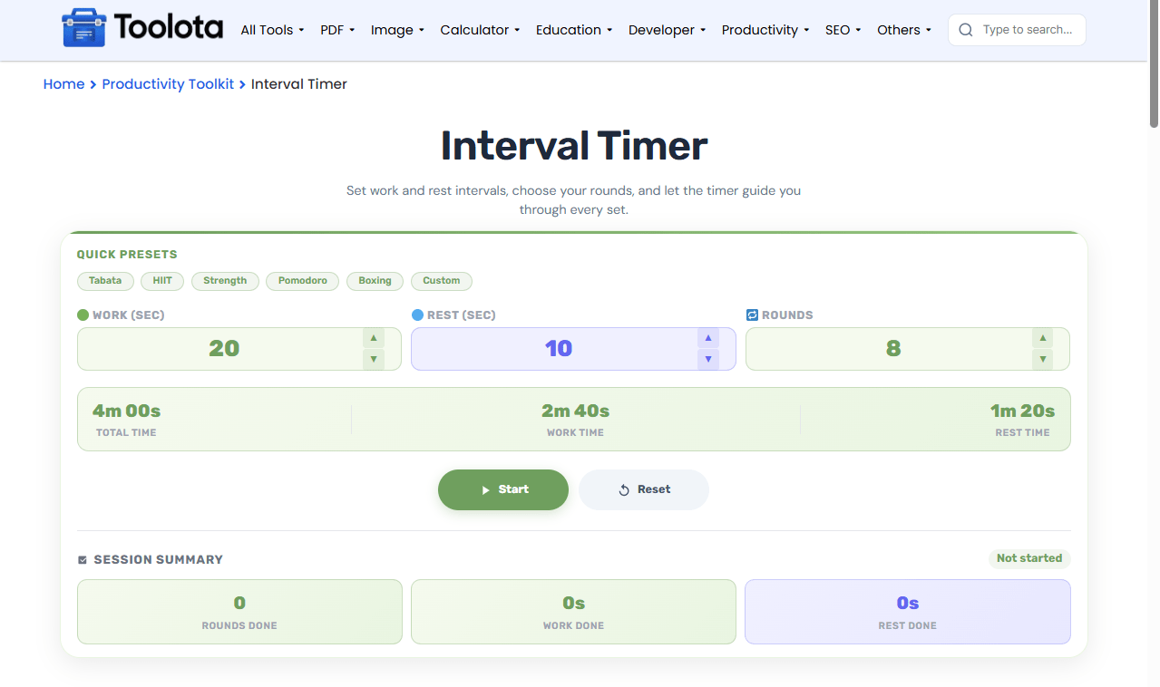 Interval Timer Online Toolota