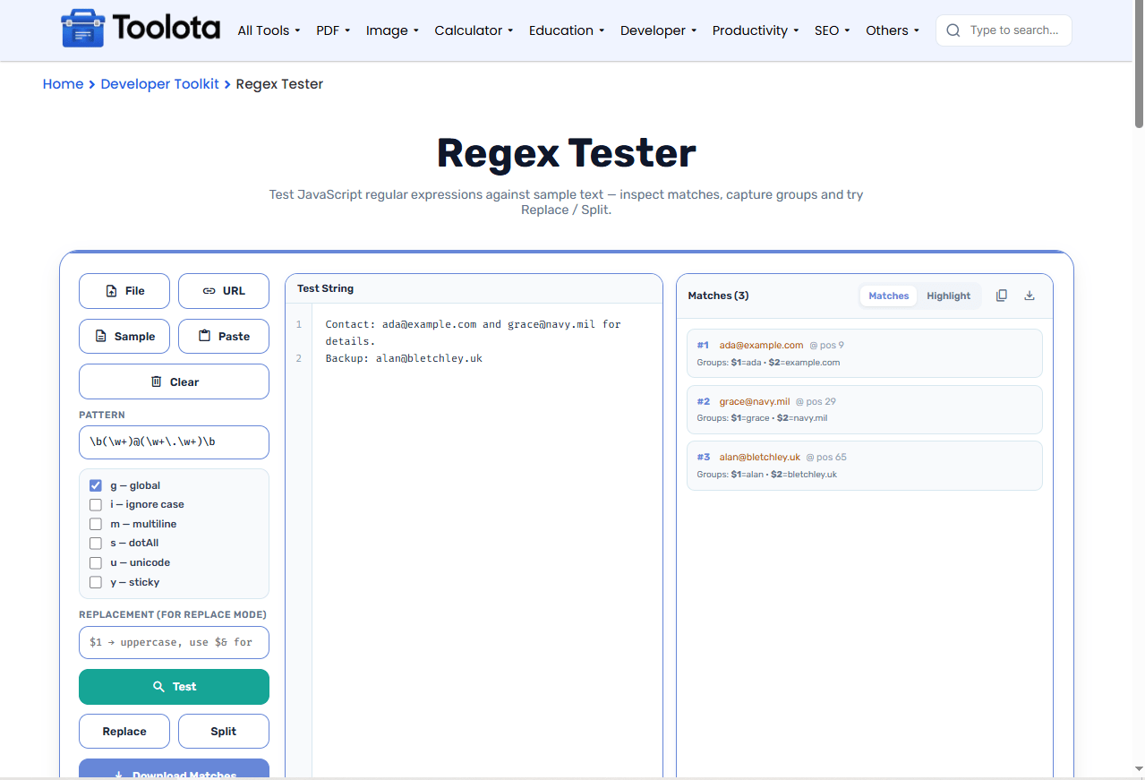 Regex Tester Online Toolota