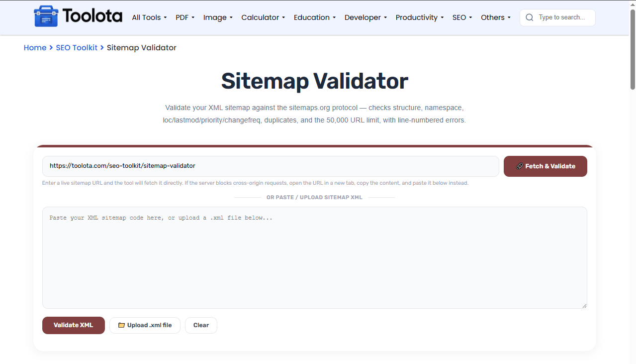 Sitemap Validator Toolota