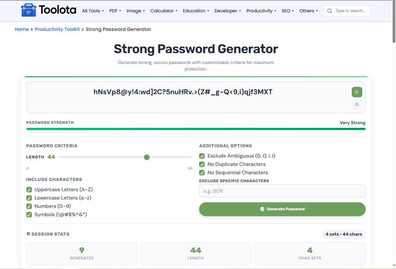 Password Generator Free Strong Password Generator Toolota