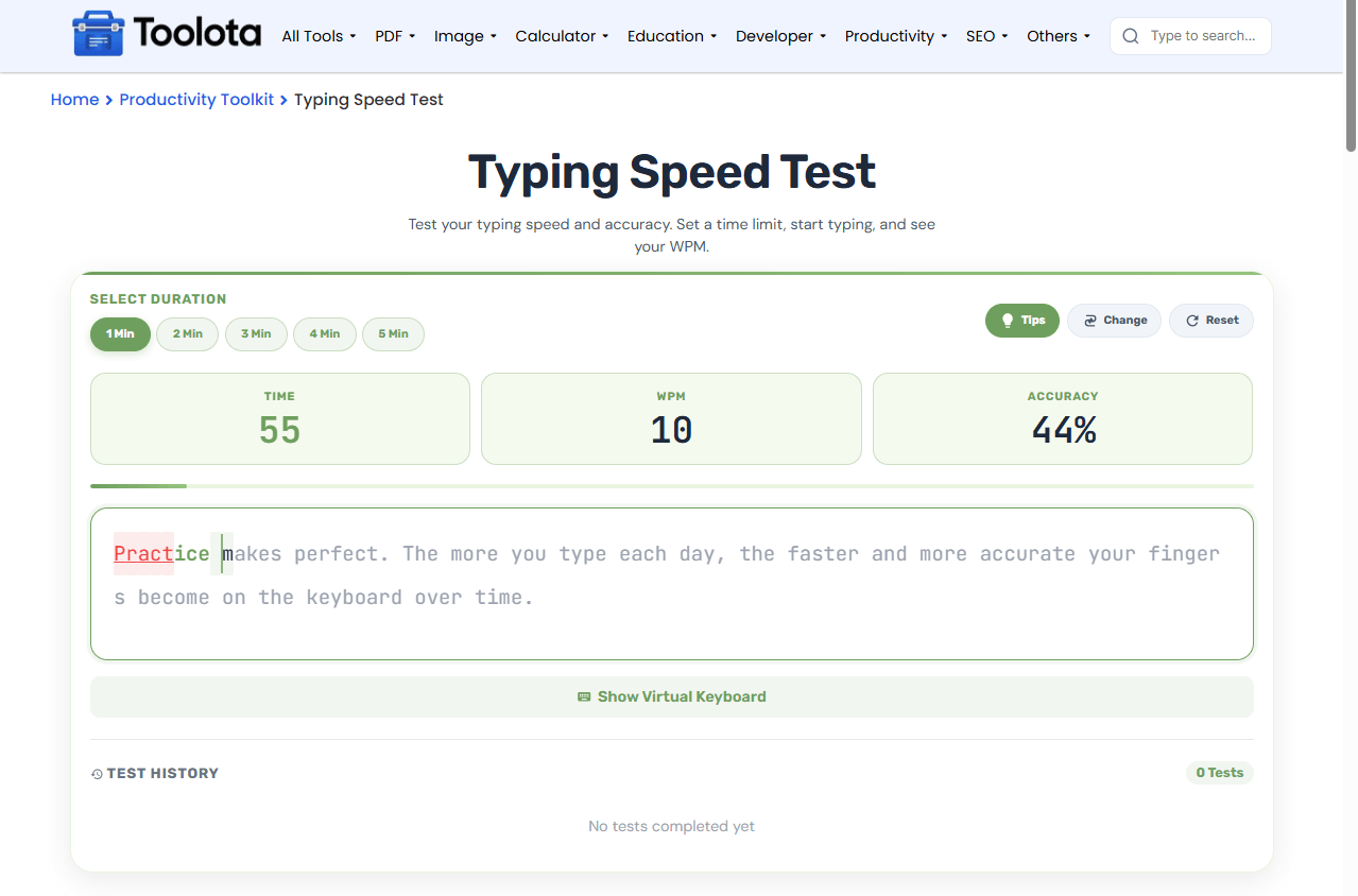 Typing Speed Test Free Typing Speed Test Free ToolotaTyping Speed Test Free Toolota