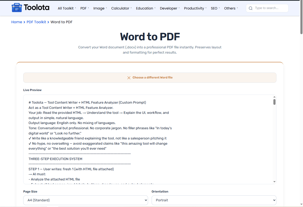 Word to PDF Converter word to pdf converter Toolota
